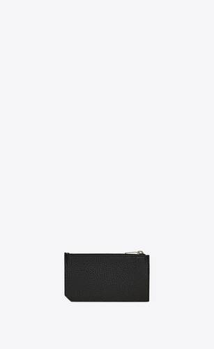 tiny cassandre fragments zipped card case in grained leather