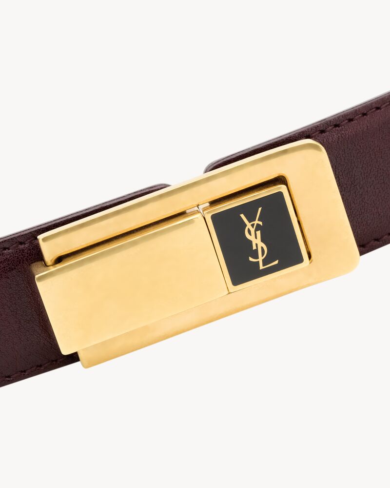 Charniere buckle belt in smooth leather in Bordeaux | Saint