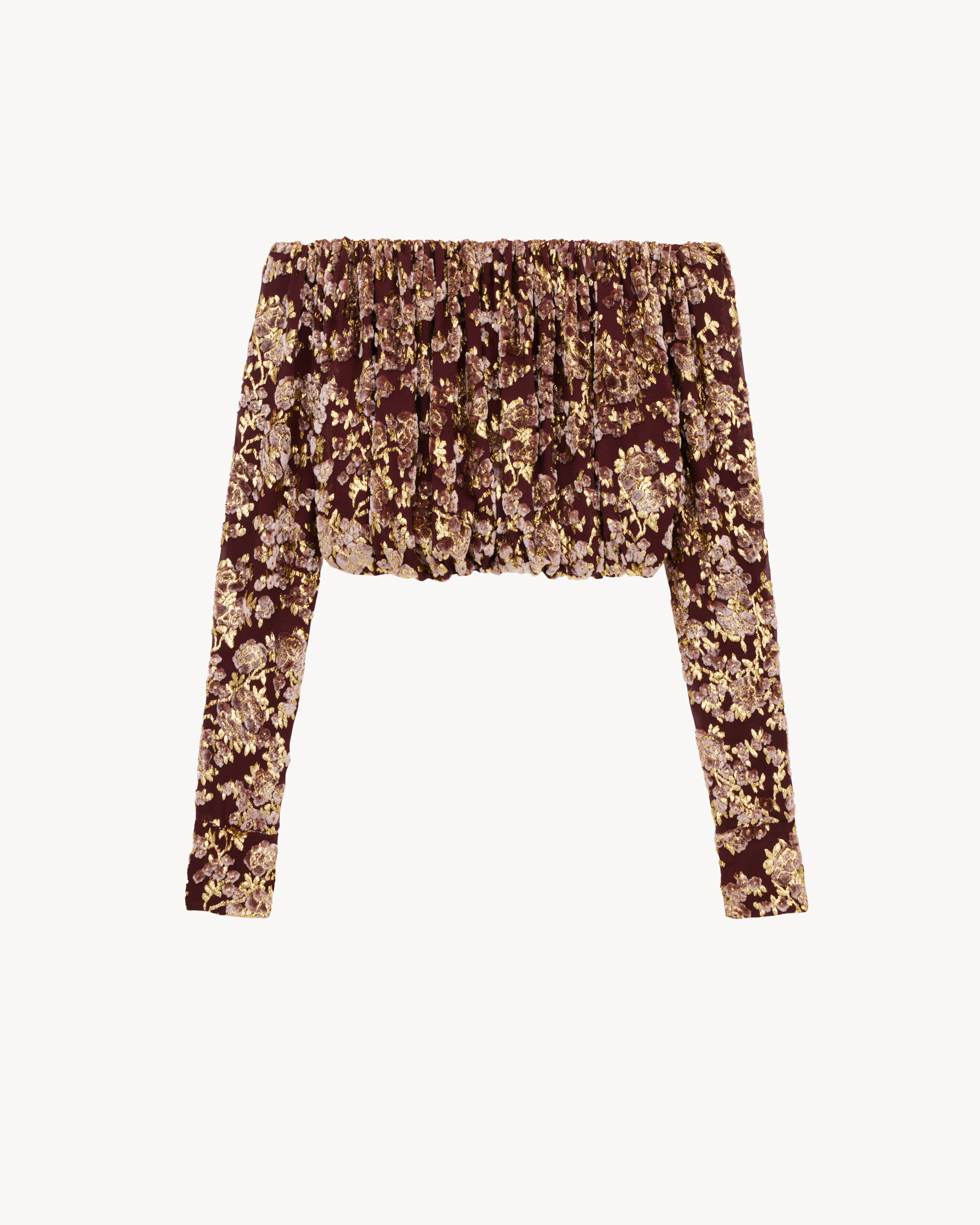 cropped top in lamé dévoré velvet