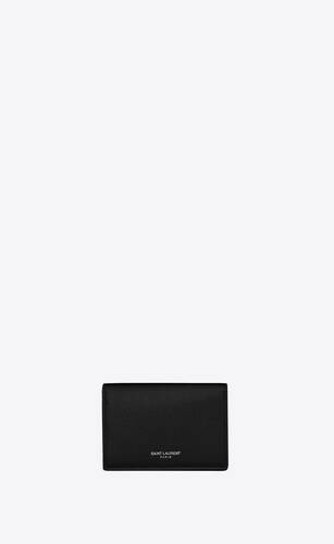 ビジネスカードケース（ブラック／グレインパウダー テクスチャードレザー）サンローランパリ