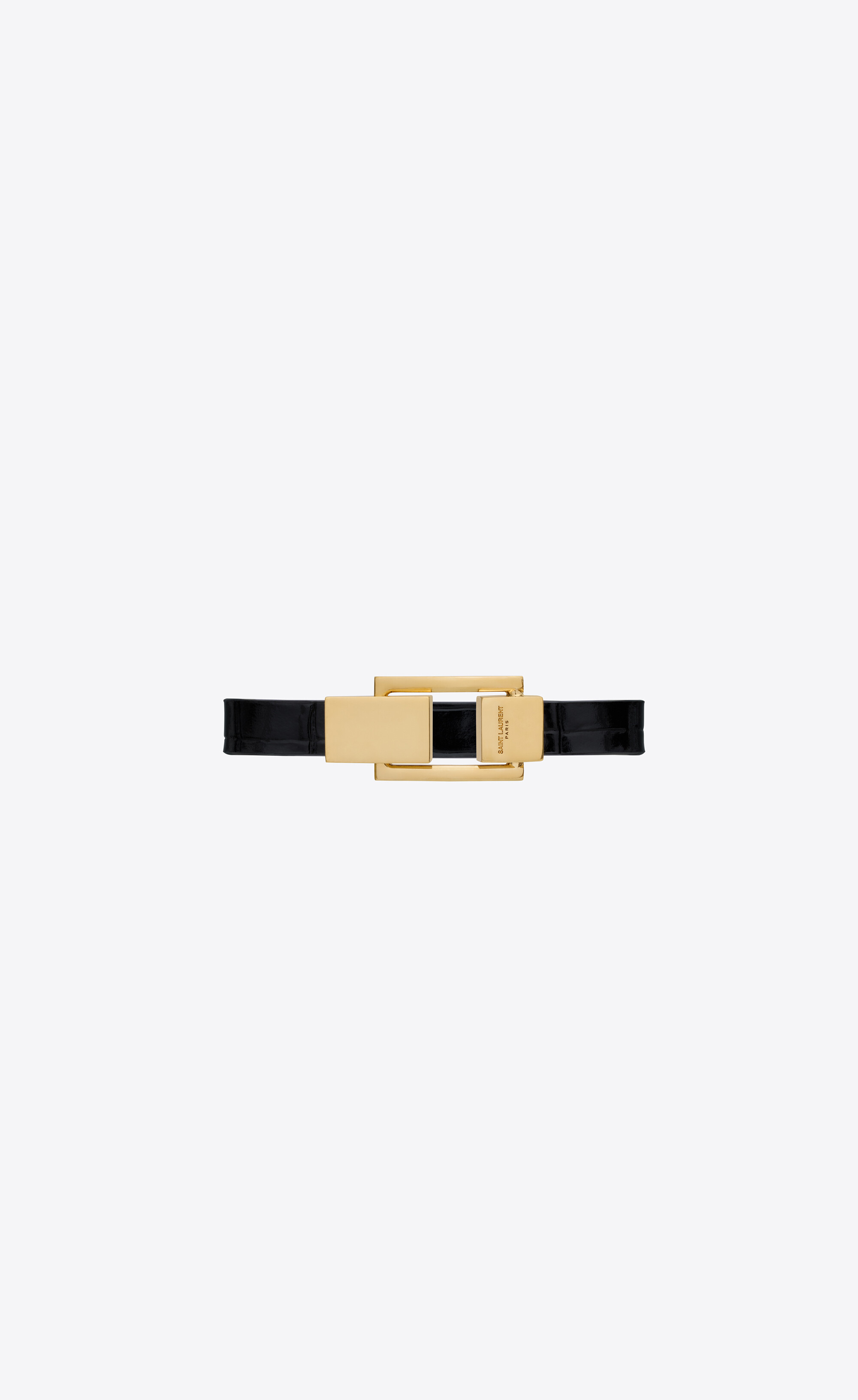 Saint Laurent Large Crocodile-embossed Leather Bracelet in Black