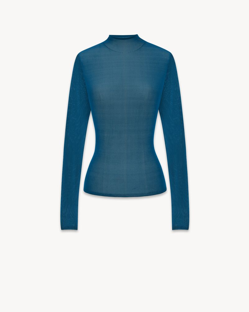 high neck top in silk
