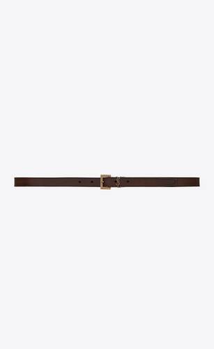 monogram thin belt with square buckle in leather