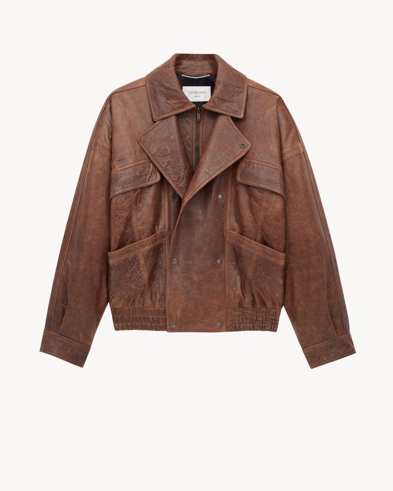 bomber jacket in aged lambskin