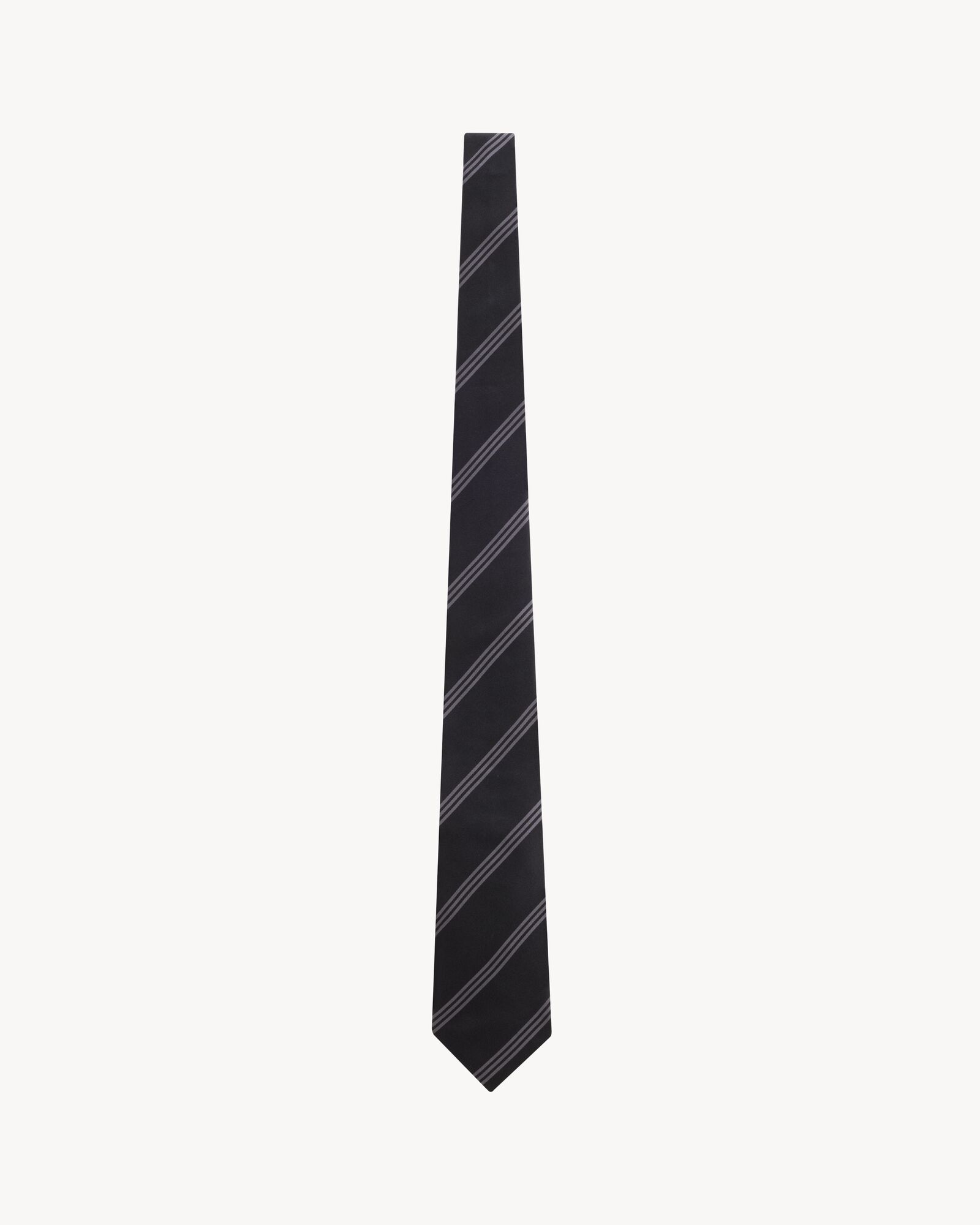 Wide tie in striped silk satin | Saint Laurent | YSL.com