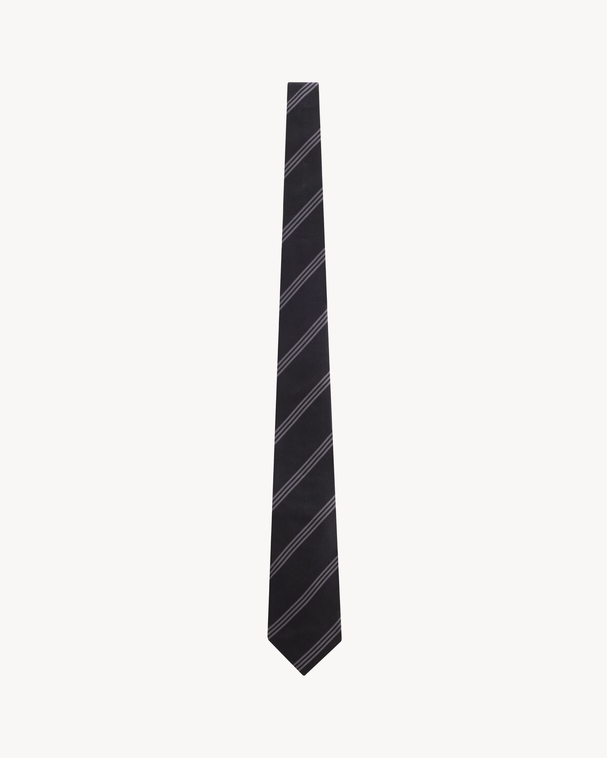 wide tie in striped silk satin