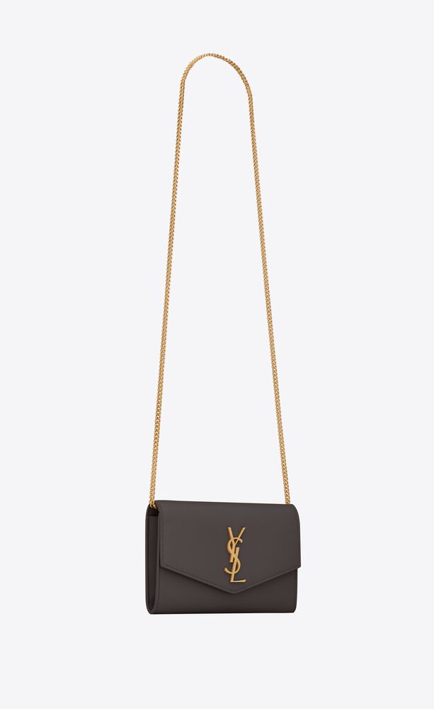 saint laurent black pebble grained uptown card holder