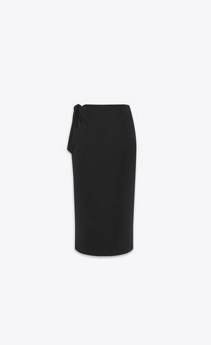 tied pencil skirt in shiny jersey
