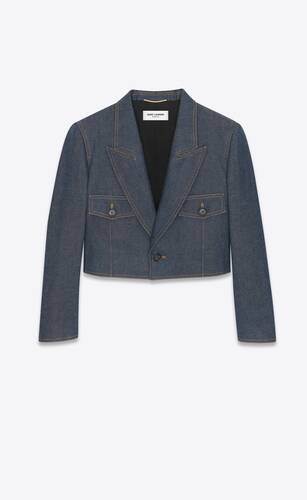 Saint Laurent Wool-blend Jersey Knit Blazer in Blue Womens Jackets Saint Laurent Jackets Black 