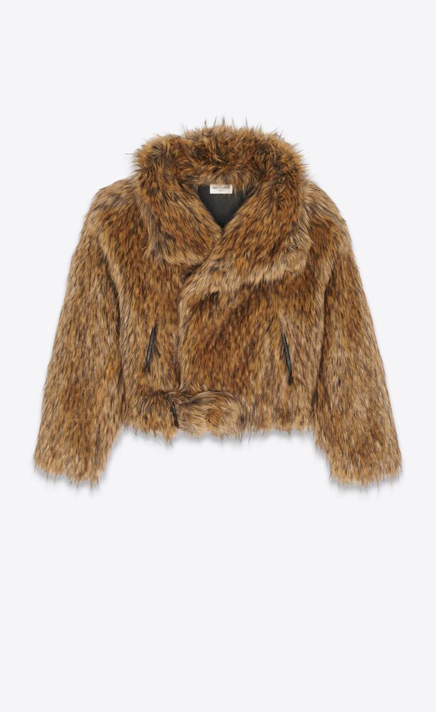 asymmetrical jacket in animal-free fur