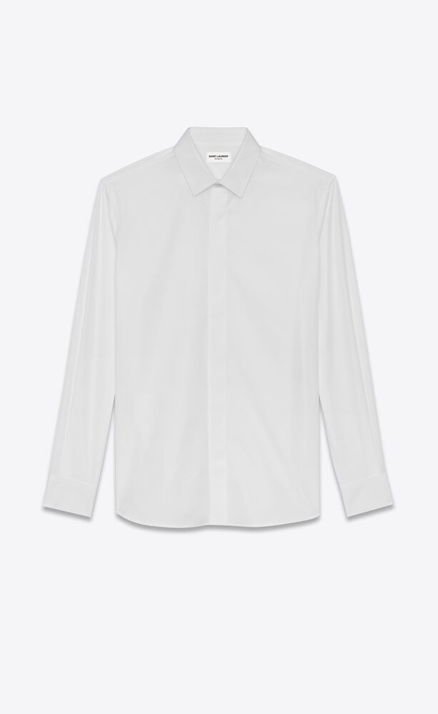 chemise à col yves en popeline de coton blanche