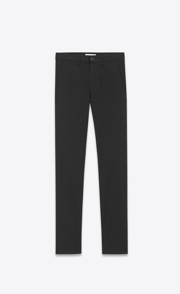 pantaloni neri chino in gabardine grezzo elasticizzato