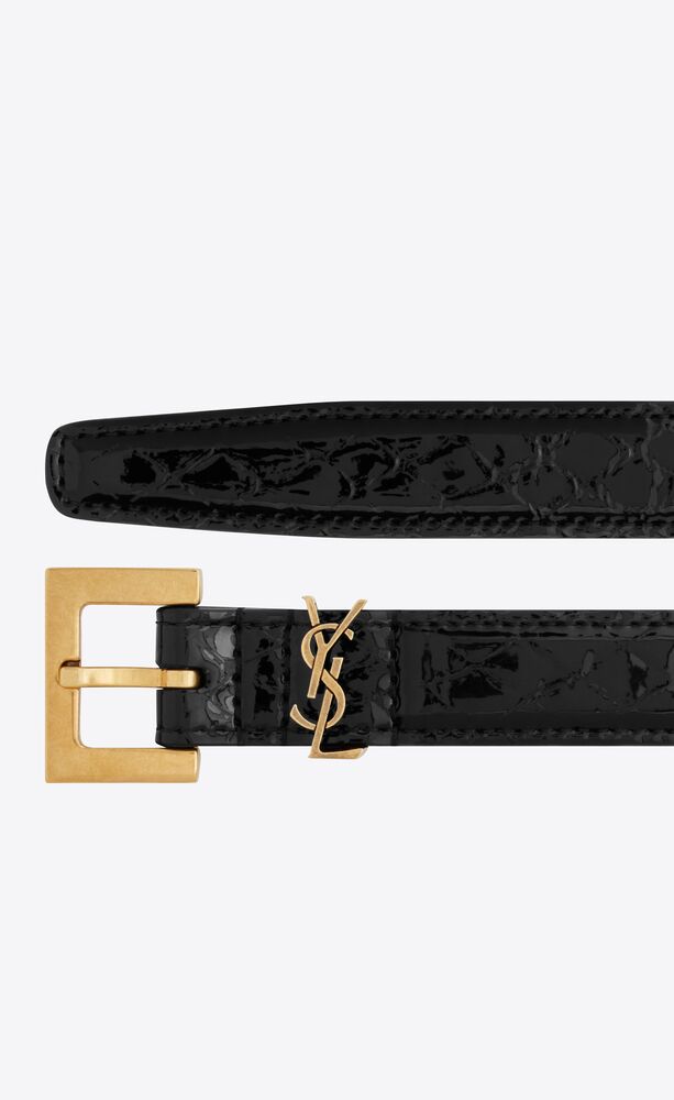CASSANDRE THIN BELT WITH SQUARE BUCKLE IN PYTHON-EMBOSSED LEATHER ...