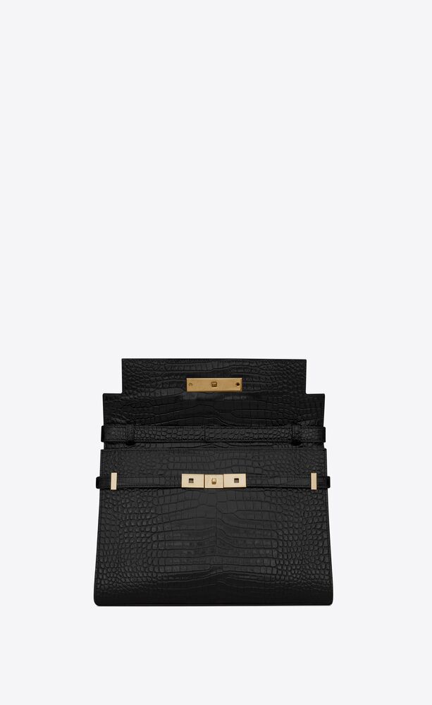 Saint Laurent - YSL Black Croc Leather Shoulder Bag