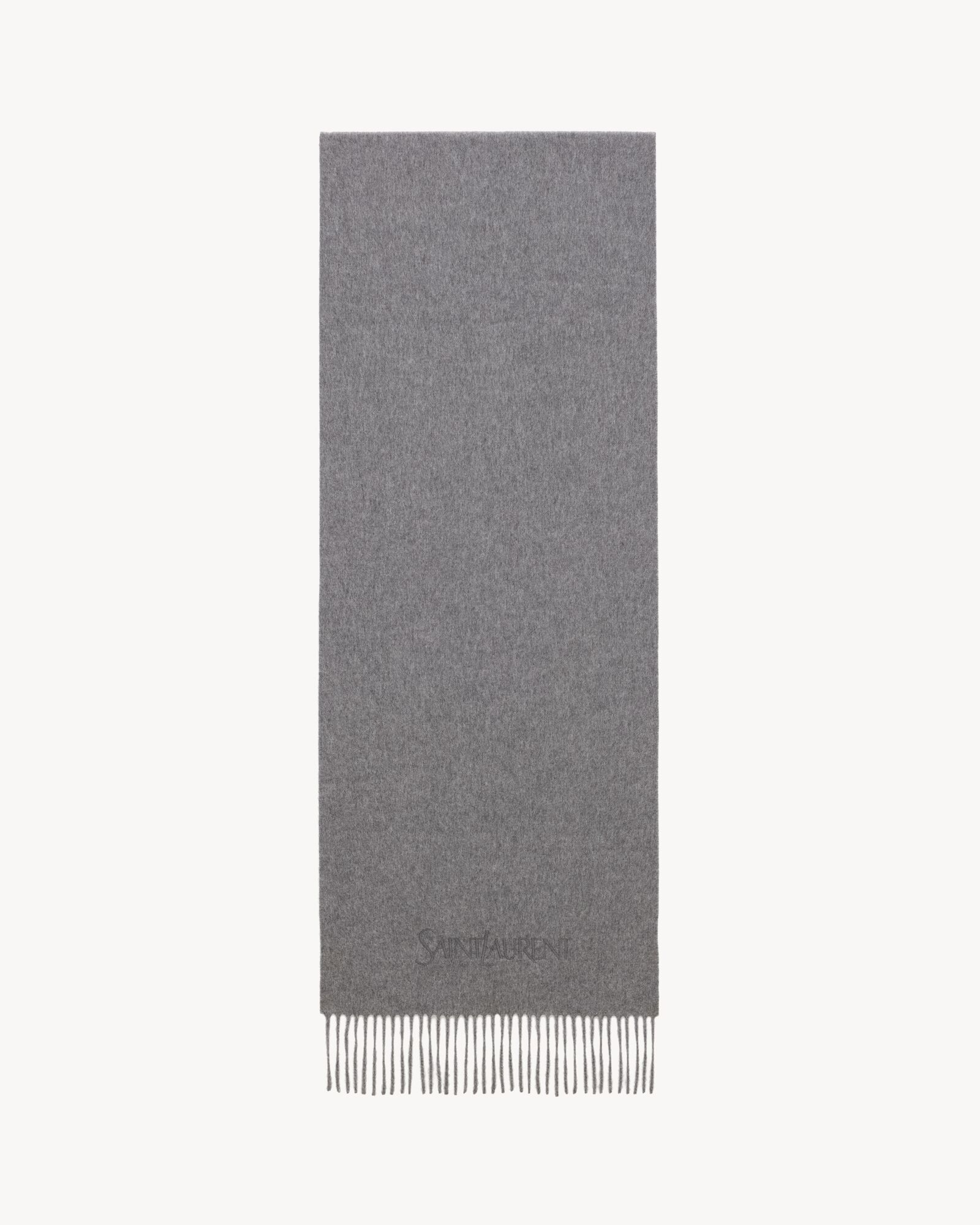 SAINT LAURENT emboidered scarf in cashmere jacquard in Grey | Saint ...