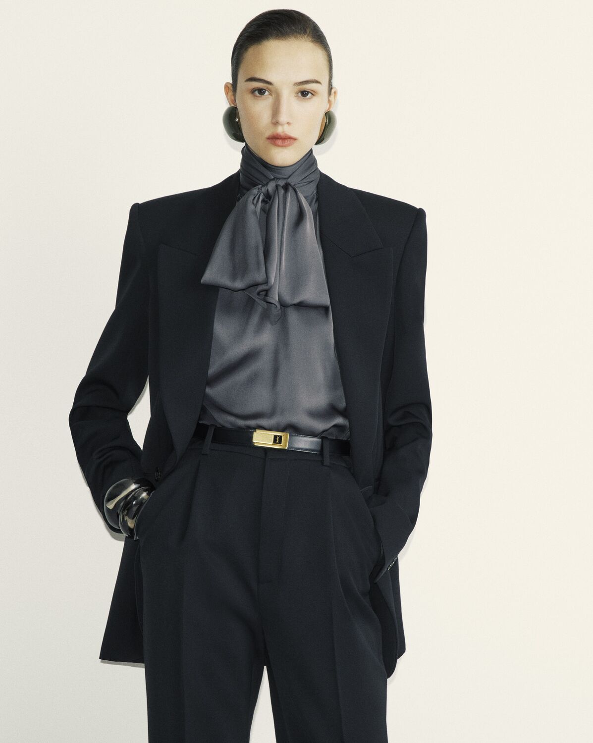 Blouse in silk charmeuse | Saint Laurent | YSL.com