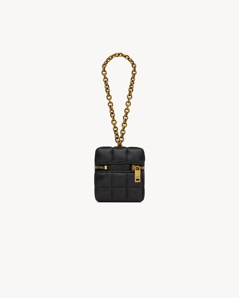 CASSANDRE MATELASSÉ CARRÉ mini cube on chain in lambskin