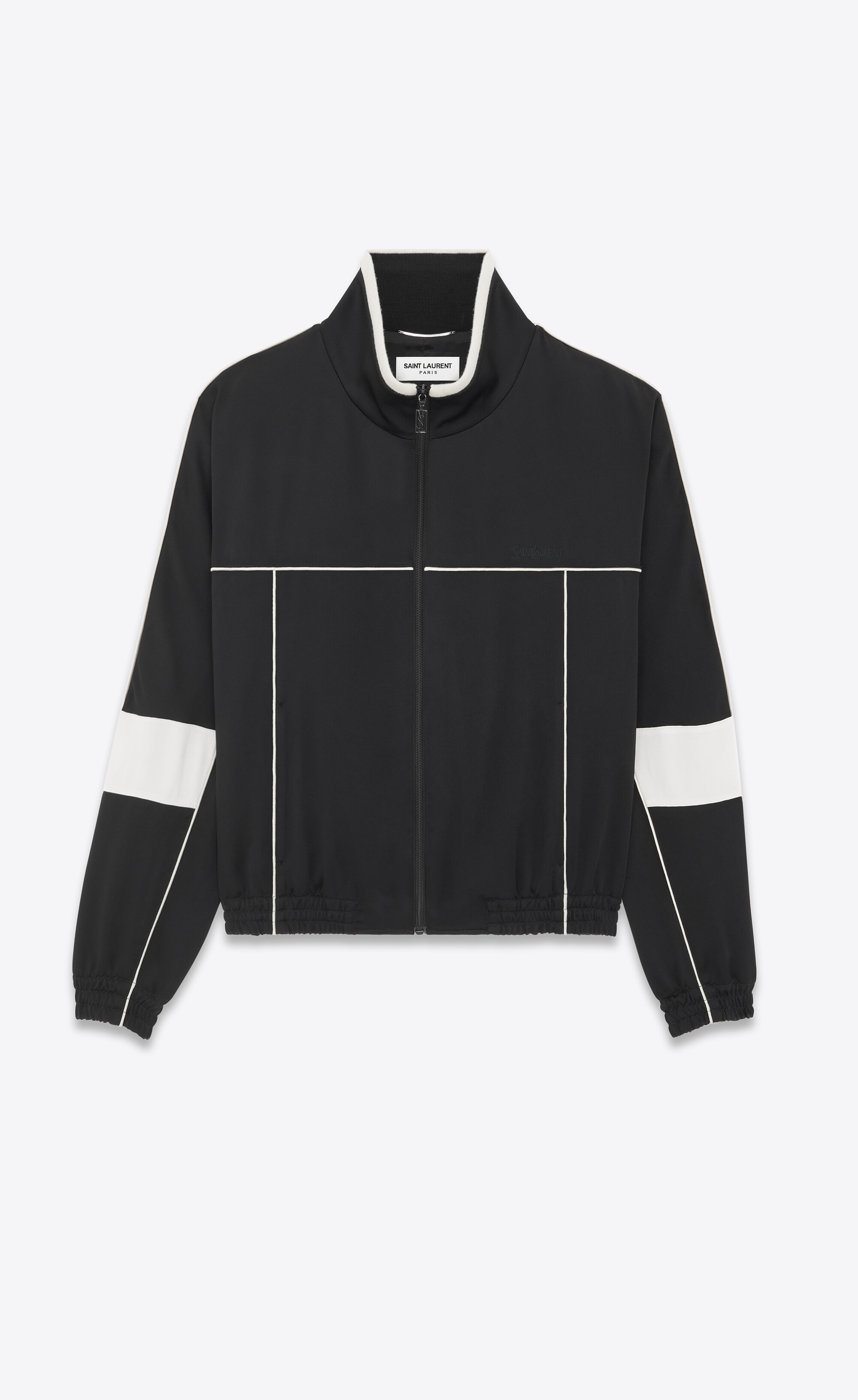 YSL SAINT LAURENT Vintage teddy varsity jacket black white leather 44 | eBay