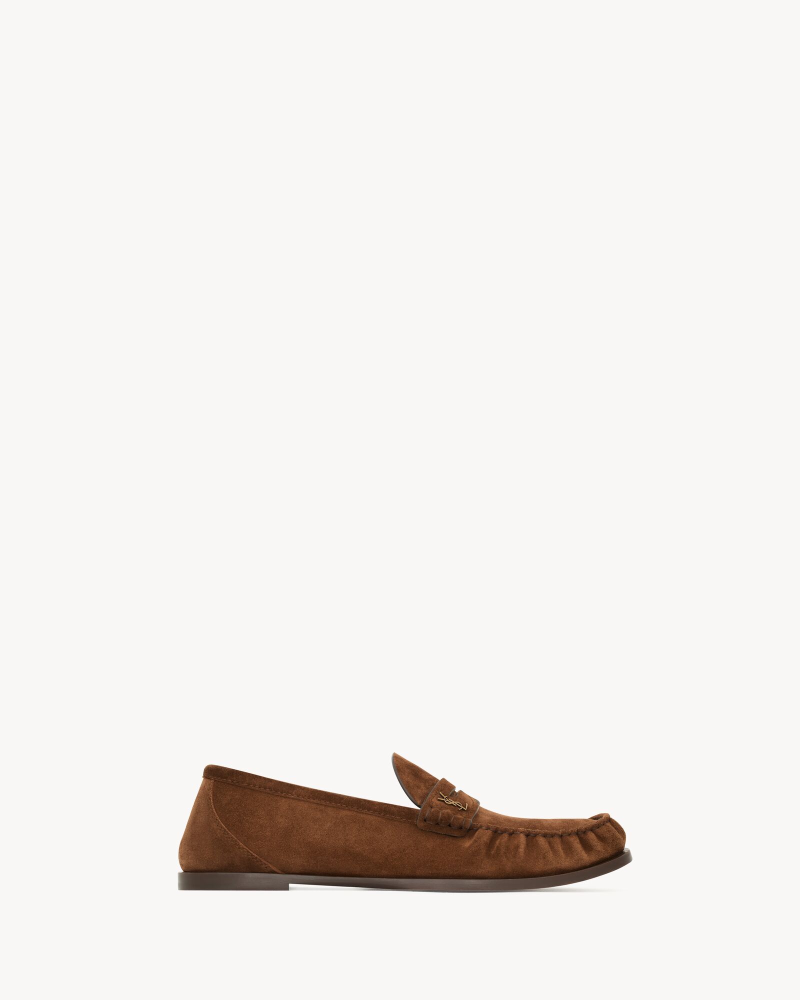 YSL 25S SAINT LAURENT LOAFERS IN BROWN SUEDE WITH SMALL LOGO