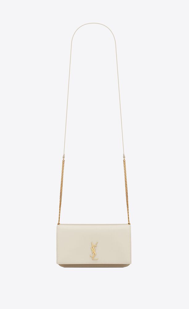 cassandre saint laurent phone holder with strap in smooth leather