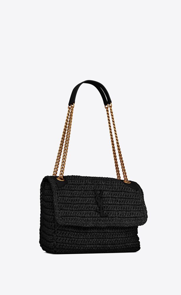 NIKI medium CHAIN BAG in raffia and leather | Saint Laurent | YSL.com