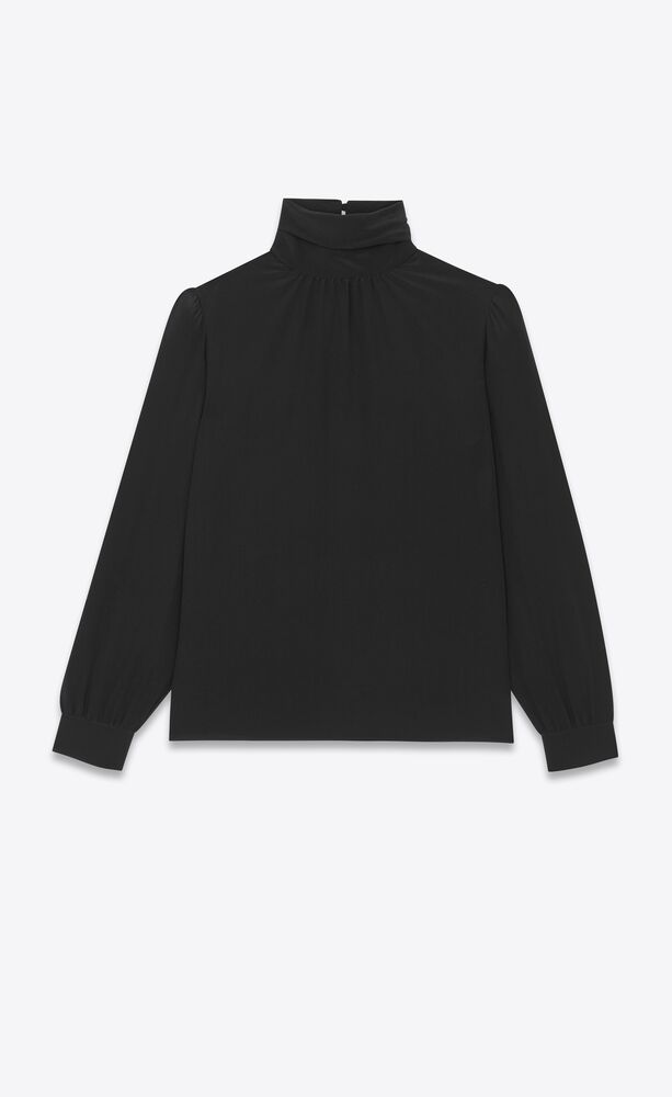 high-neck blouse in crepe de chine