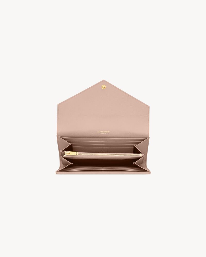 Saint Laurent Cassandre Matelasse (5 Card Slot) Card Holder Grain de Poudre  Embossed Light Sage in Calfskin Leather with Gold-tone - US