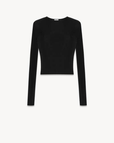 Cropped Top in Ribbed Knit | Saint Laurent | YSL US