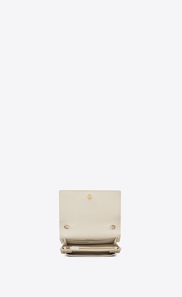 SUNSET Chain Wallet in crocodile-embossed shiny leather | Saint Laurent ...