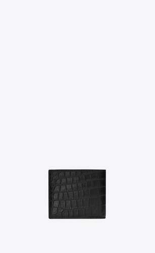 tiny cassandre east/west wallet in crocodile-embossed leather