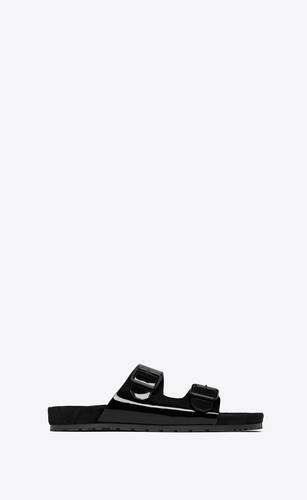 slides and flip flops Leather sandals Saint Laurent Leather Sandals in Black for Men Save 1% Mens Shoes Sandals 