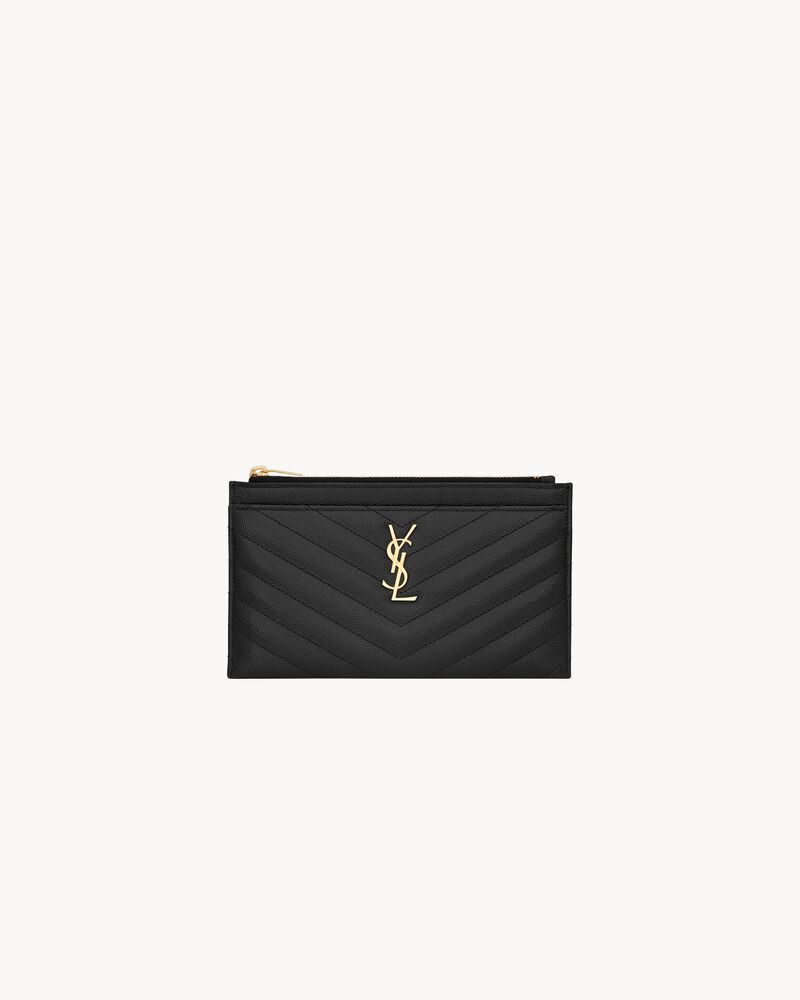 cassandre matelassé petite pochette zippée en cuir embossé grain de poudre