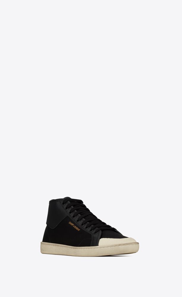 Court classic sl/39 mid-top sneakers in smooth leather and satin crepe | Saint Laurent | YSL.com