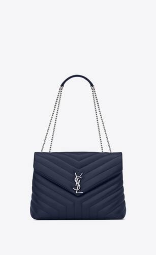 medium loulou chain bag nera in pelle “y” matelassé