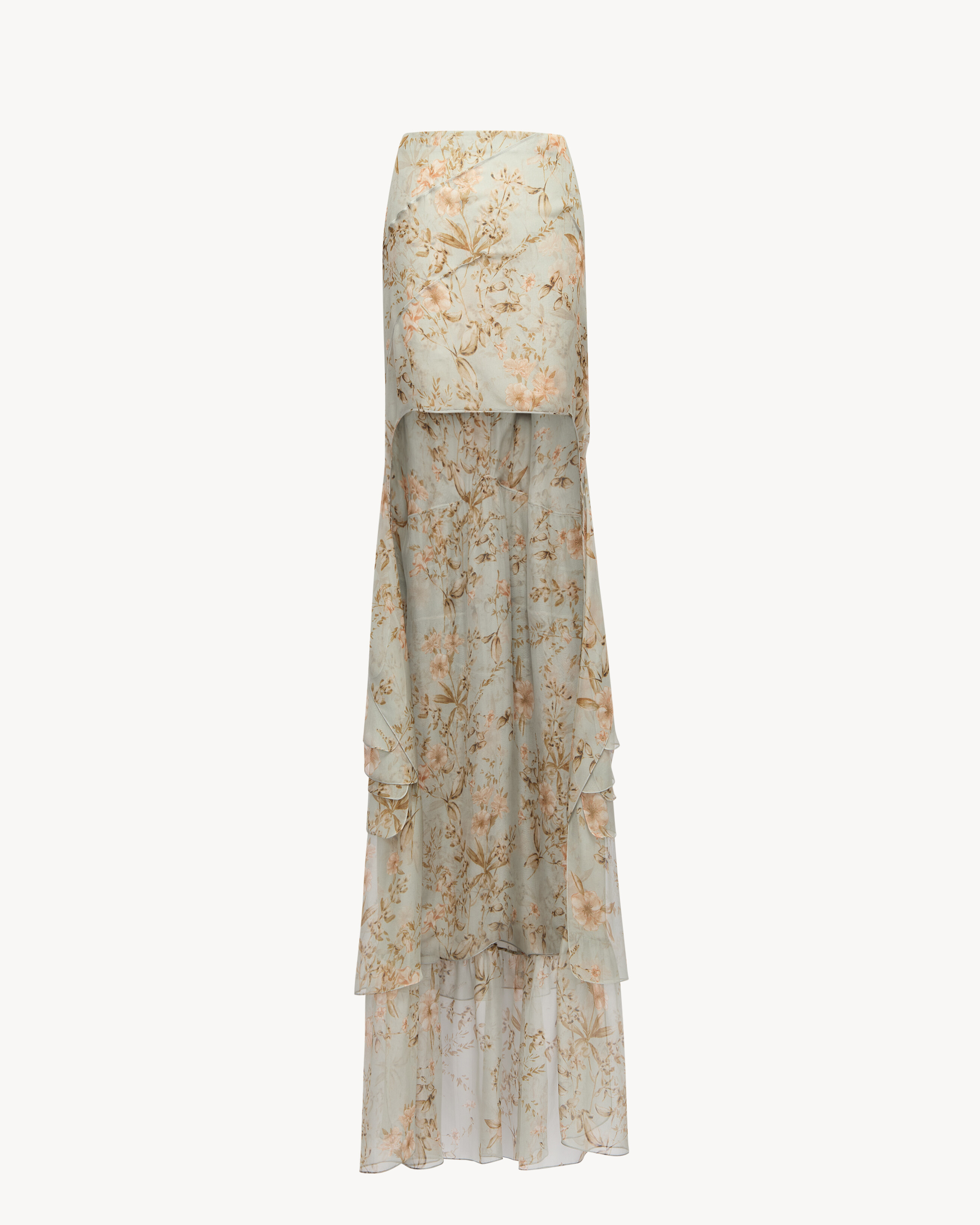 スカート MAmarble SUD ranunculus JQ TUCK SK cascade skirt in floral silk muslin | Saint Laurent | YSL BE