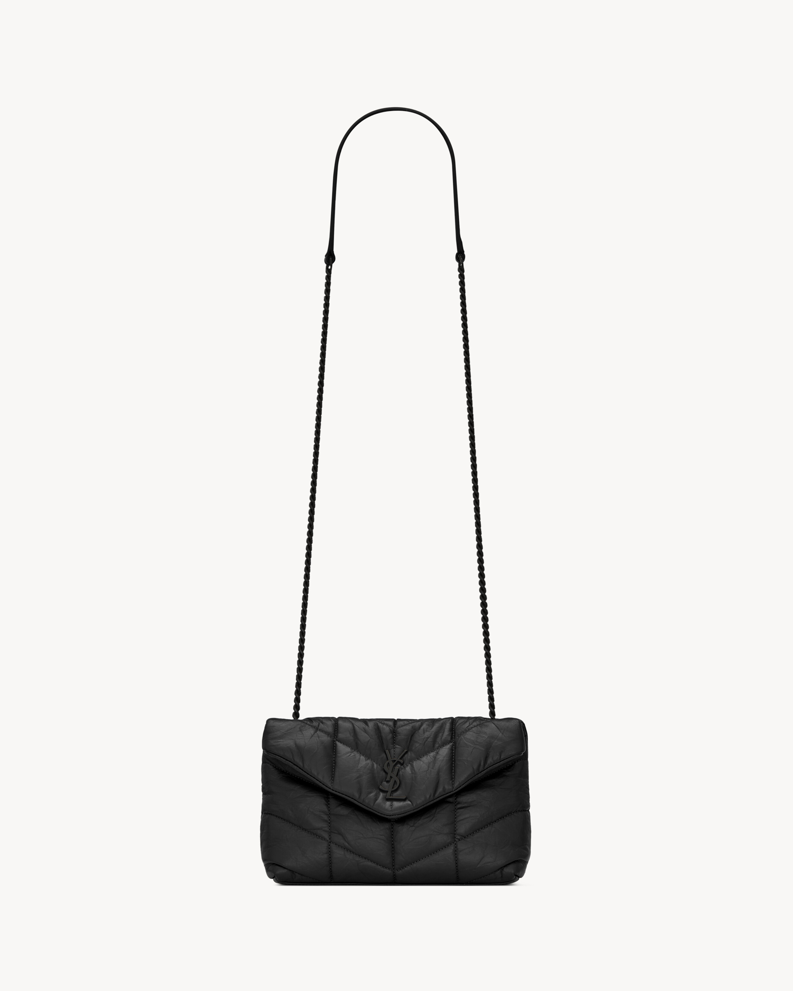 loulou puffer toy bag in quilted wrinkled matte leather