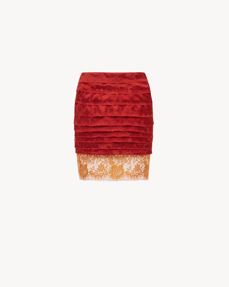 Minigonna in jacquard e pizzo