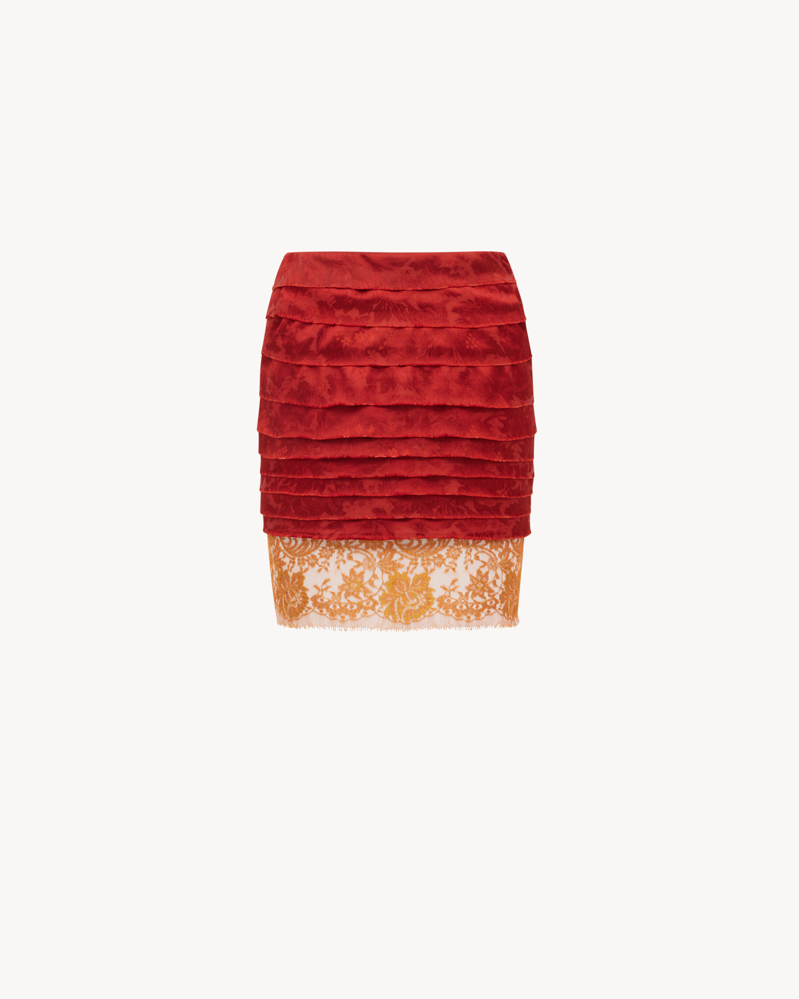 mini skirt in jacquard and lace