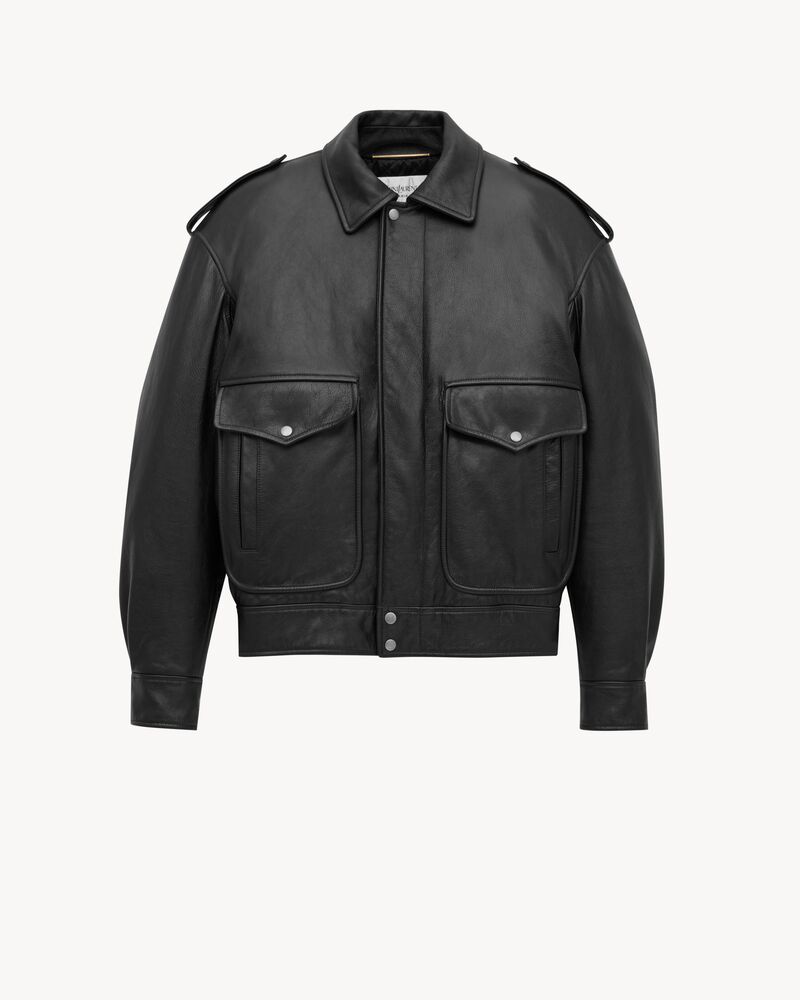 Chaqueta oversize de piel granulada