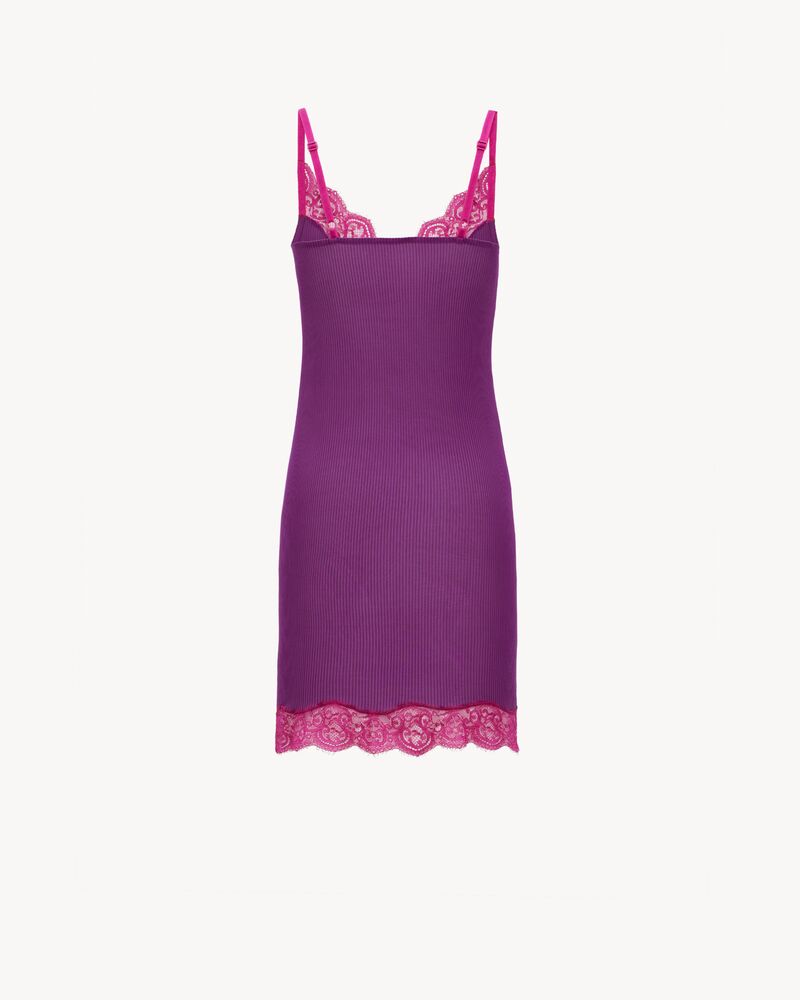 Lace Slip Dress in Ribbed Silk Jersey