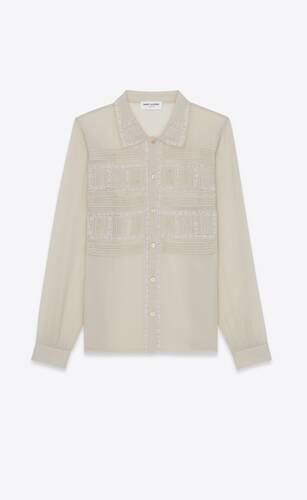 pleated shirt in silk crepe
