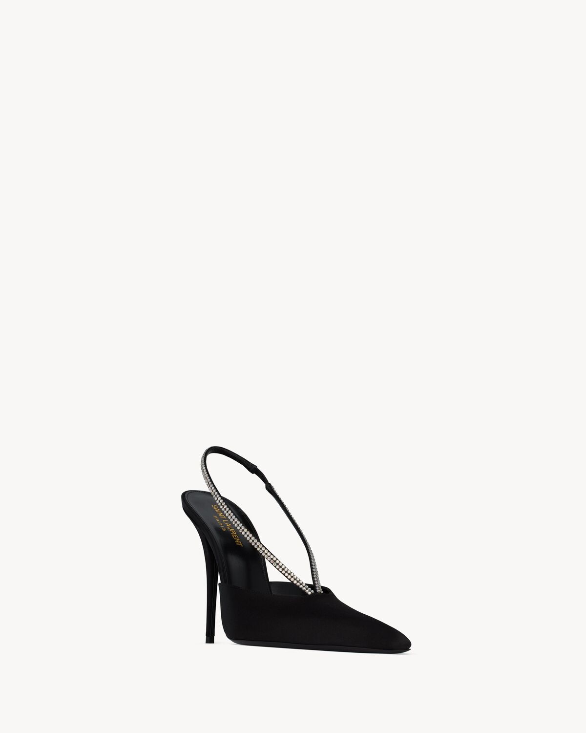 AMANDA Slingback-Pumps aus Satin-Crêpe und Strasssteinen