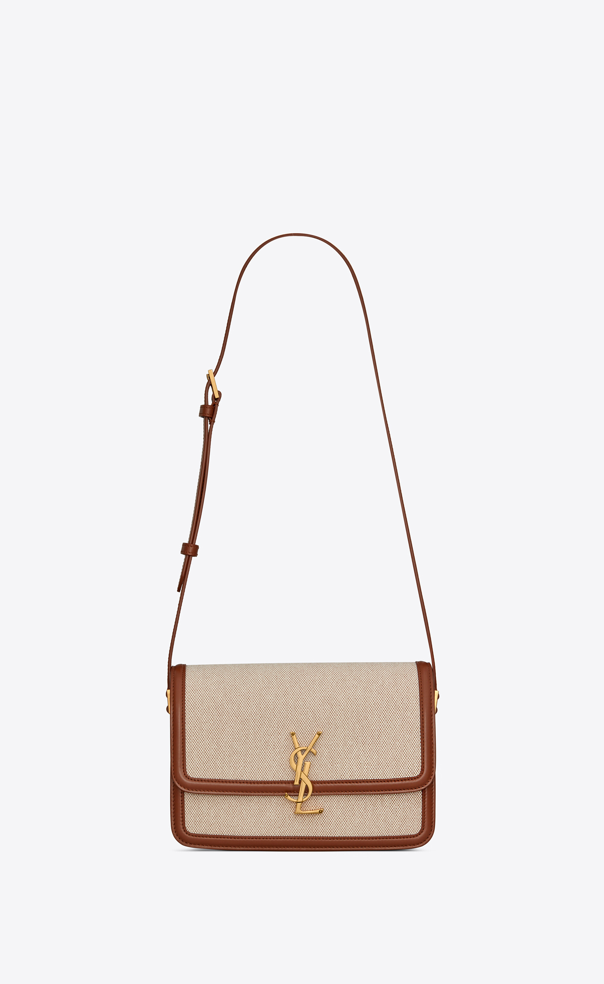 solferino medium satchel in cotton canvas and leather