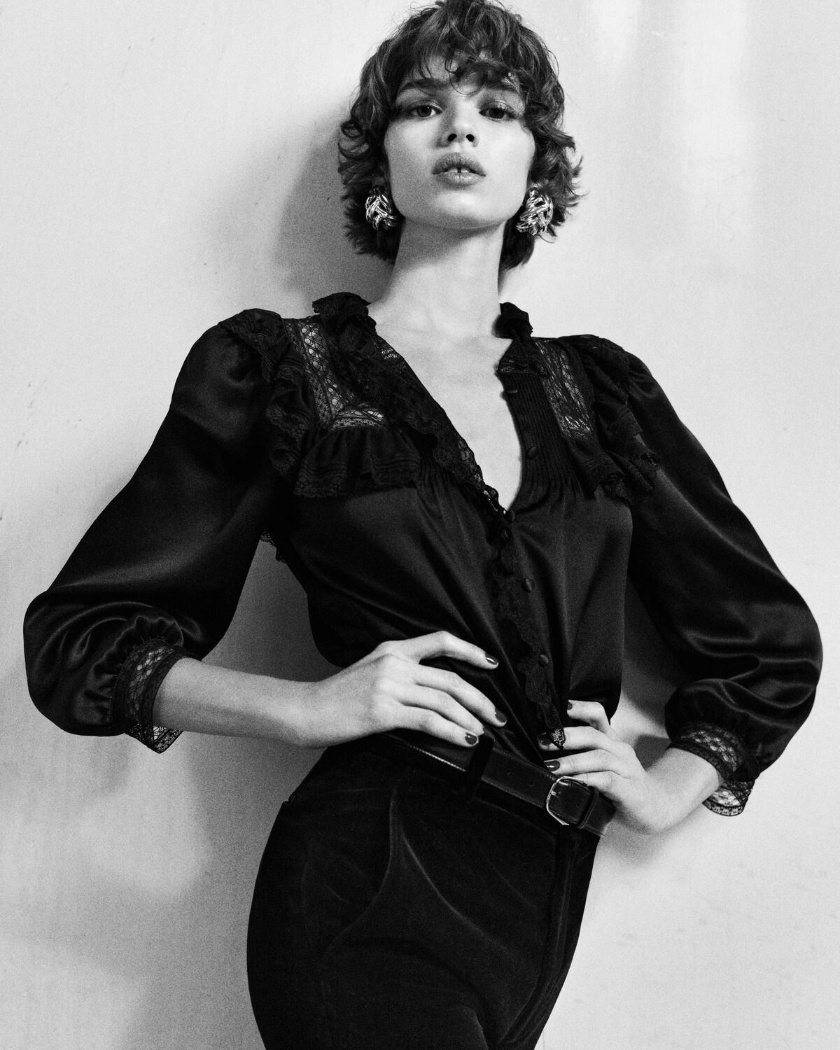 prairie blouse in silk satin