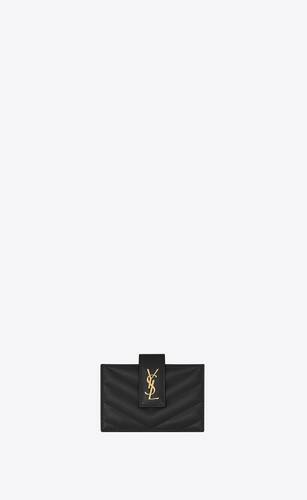 Saint Laurent Cassandre Matelasse Card Case in Grain De Poudre Embossed  Leather Dark Beige in Leather with Gold-tone - US