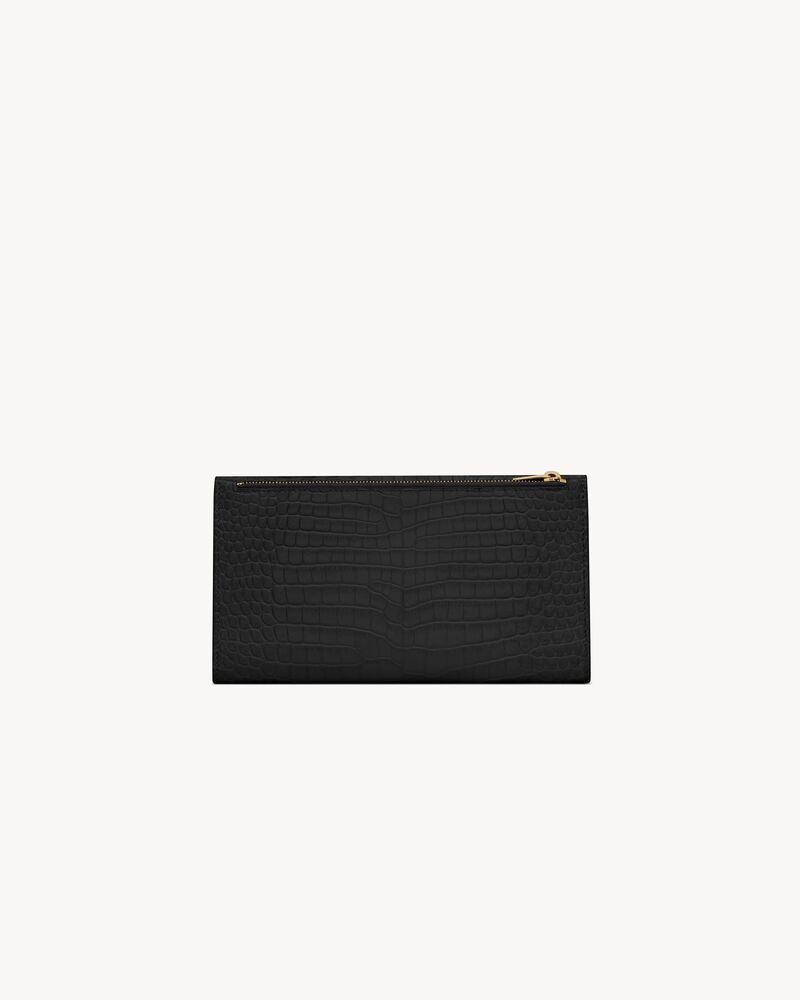 uptown large wallet in in crocodile-embossed shiny leather