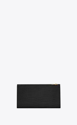 uptown large wallet in in crocodile-embossed shiny leather