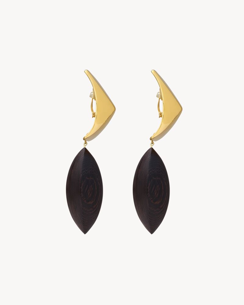 pyramid earrings in wood and metal