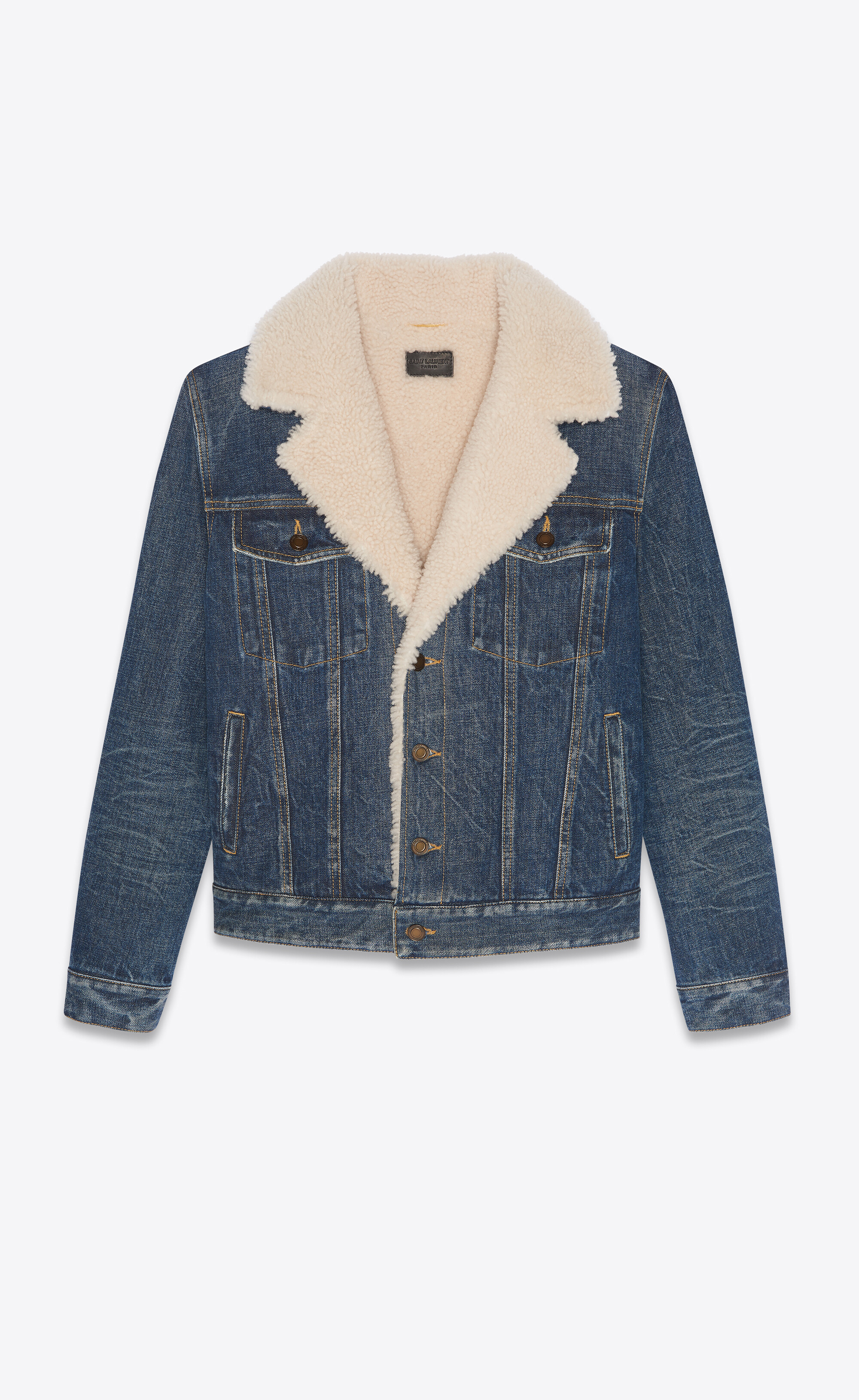 saint laurent shearling denim jacket