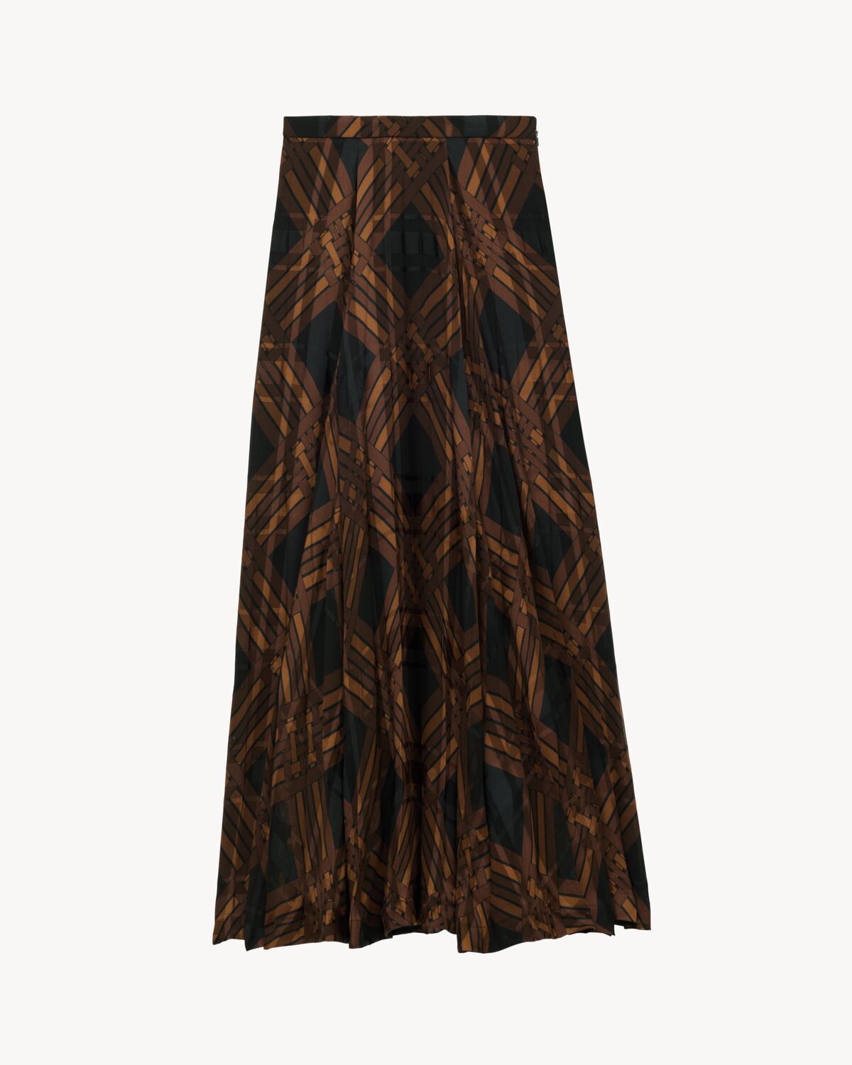 diamond pleated maxi skirt in silk